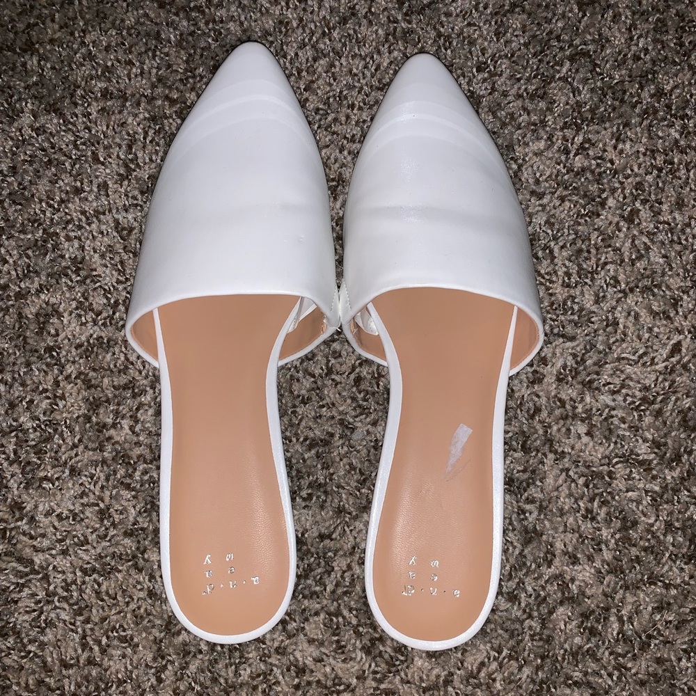 White Pointed Flats